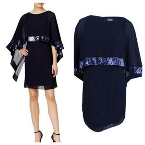 Vince Camuto Chiffon Dress with Drop and Cape